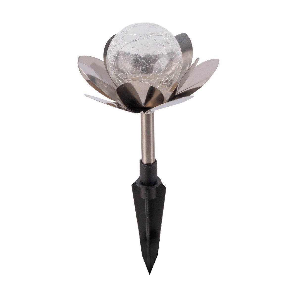Solar-deco-earthspieß 3 set "lule" Ø ca. 10 cm, ca. 20 cm hoog, roestvrij staal, glas met een knettereffect