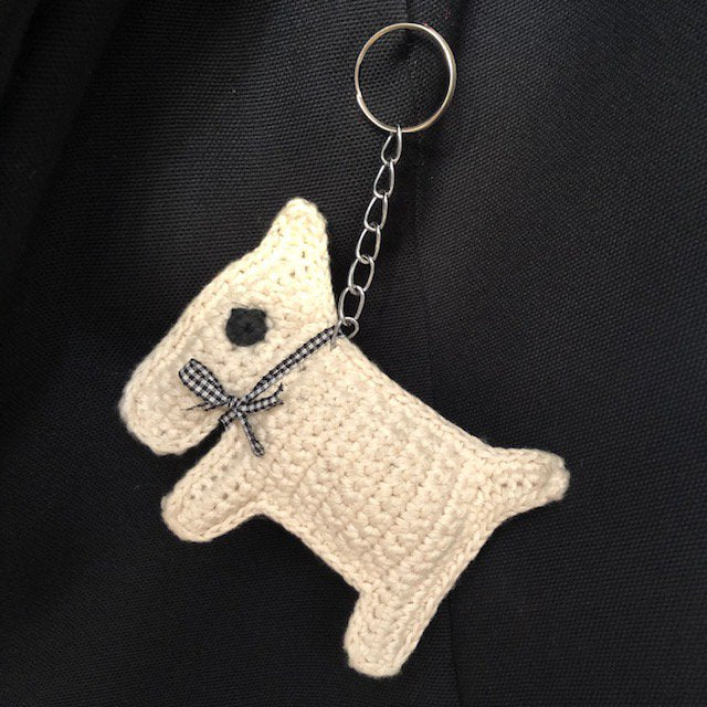 Luna -Leena Keychain Dog Bobby Off White - Bag Charm - Organic Cotton - Hand Crochet in Nepal