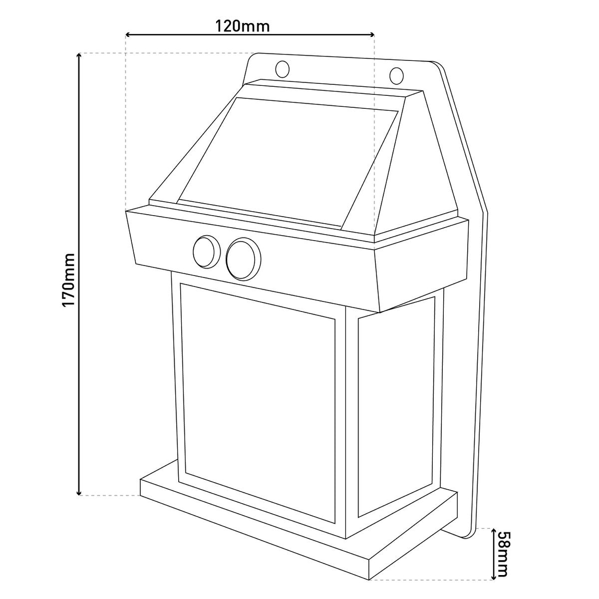 2 Set Solar Wall Lamp "Mira" ca. 17 cm hoog, gemaakt van zwart weerbestendig plastic, geïntegreerde LED in warm wit, inclusief bewegingsdetector en schemeringsensor