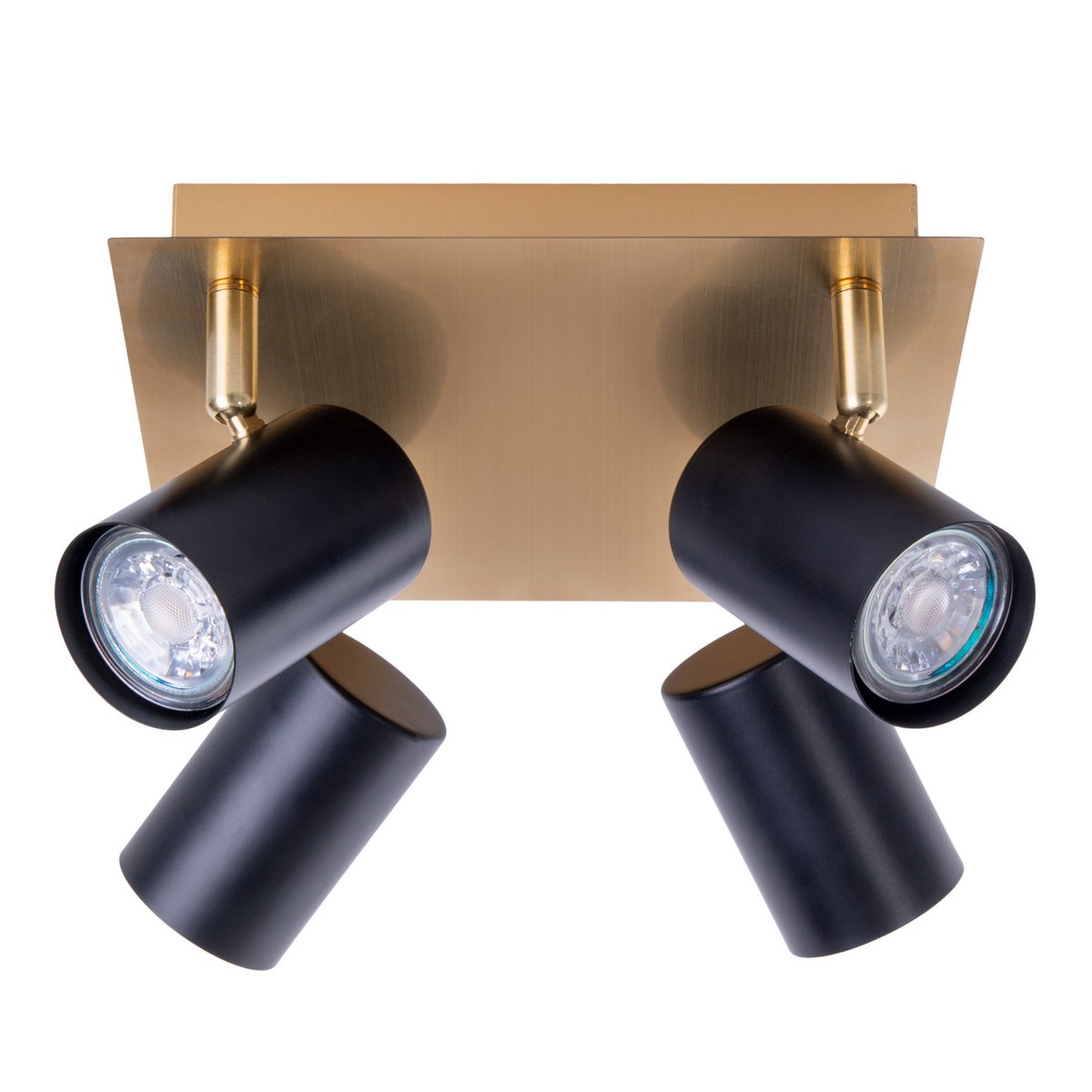 4 muur- en plafondlampen "Frida" in metalen zwart / goud, plafond schijnwerpers, GU10, plafondlamp voor eetkamer, woonkamer, gang of kantoor, 22 x 22 cm