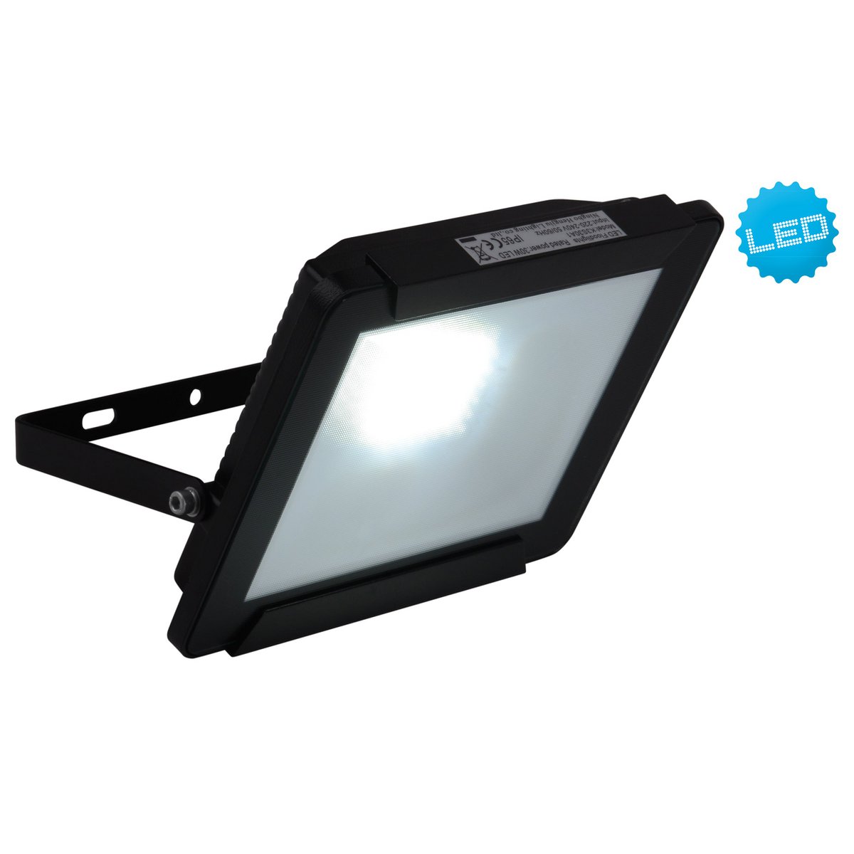 LED Outer Lamp "Spotlight" 30W, gemaakt van metaal en glas in het zwart, met geïntegreerde LED