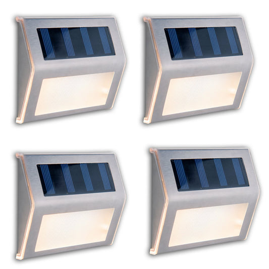 4 Set LED LED Solar Outer Light, voor buiten, wandlamp-metaal en plastic in stalen blank, met geïntegreerde LED