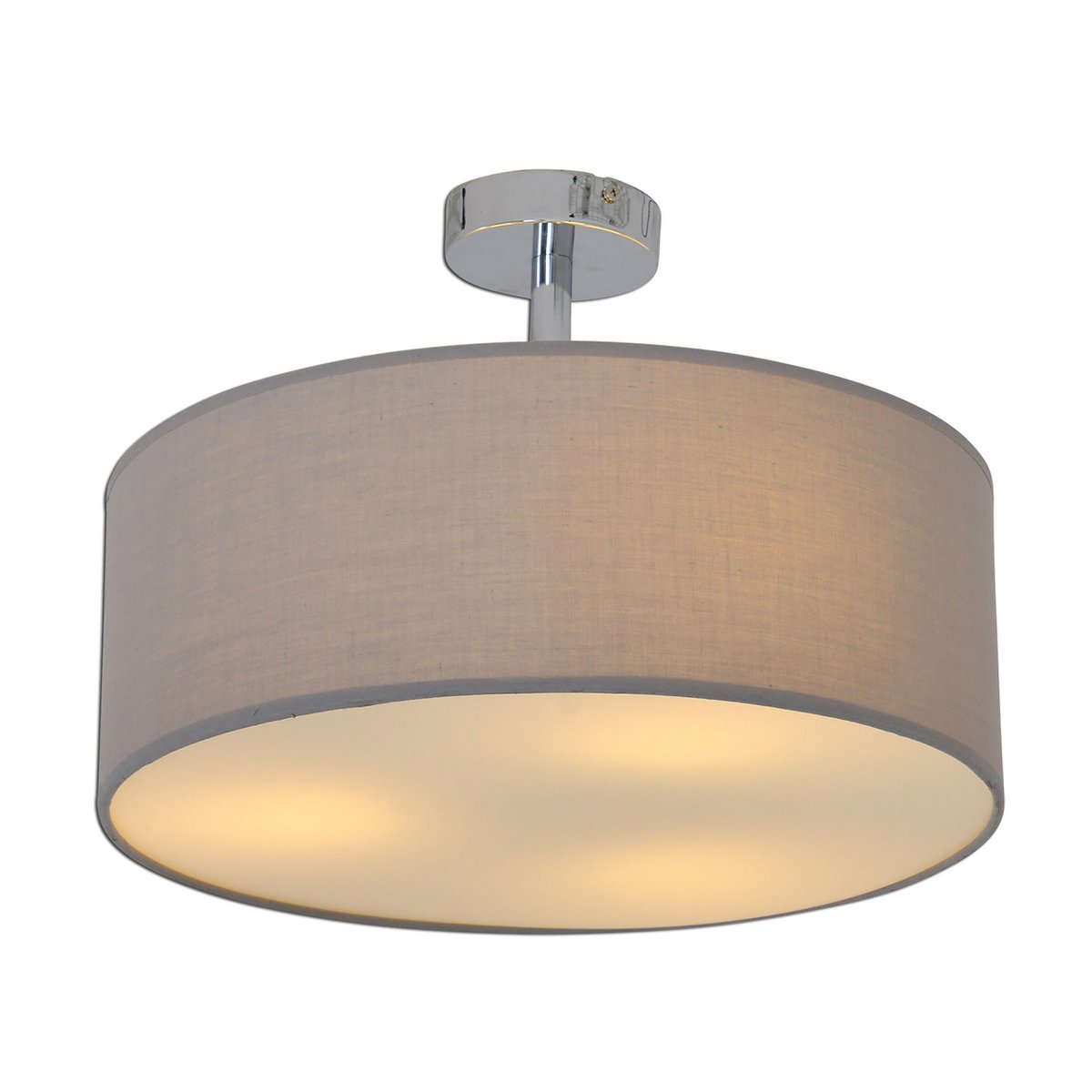 Textielplafondlamp "New York", klassieke plafondlamp met tekstbladen in grijs, met E27 -aansluiting, plafondlicht 40 cm in diameter, geschikt voor de hele woonruimte