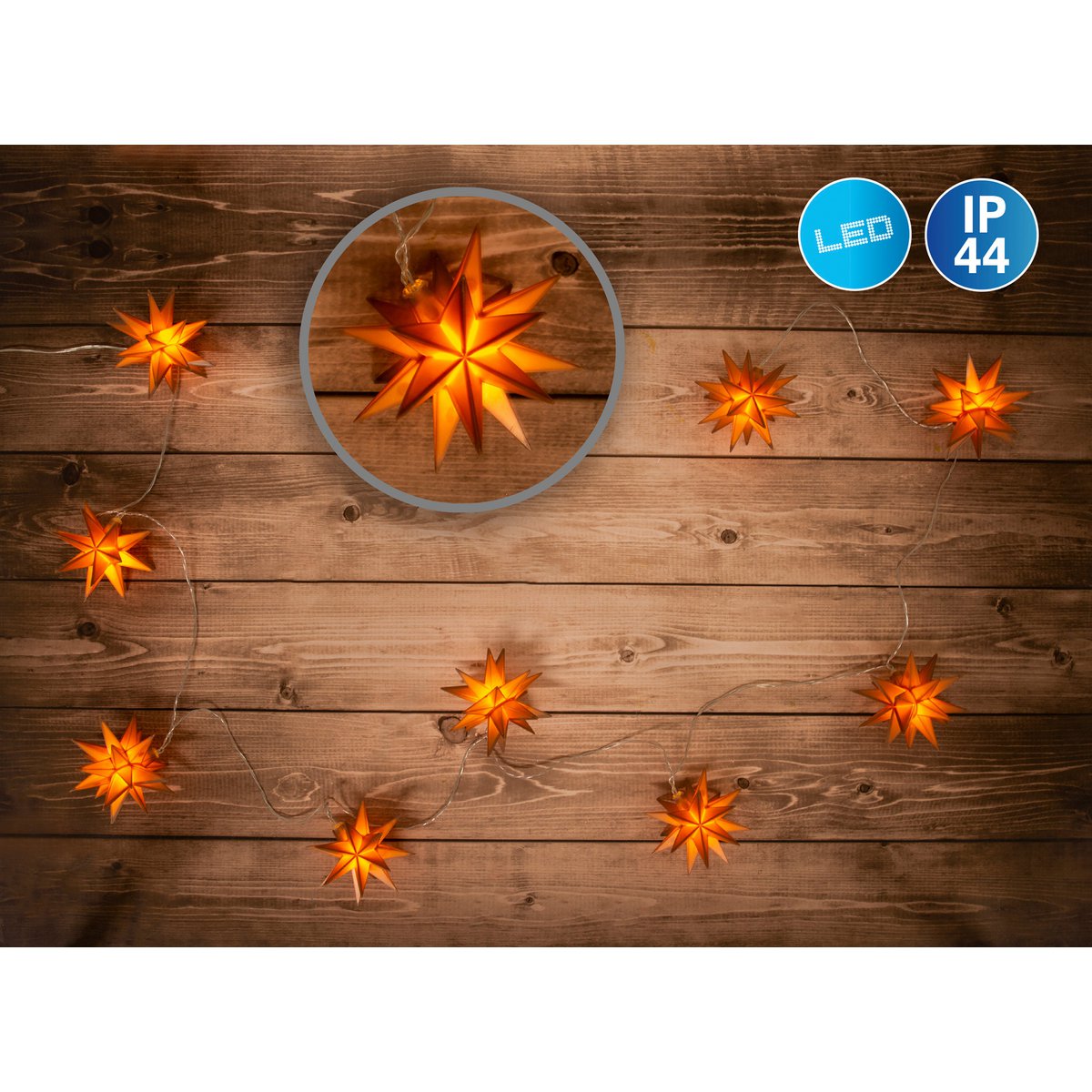 9-outdoor LED Kerstmis lichte keten 3D-sterren-Gold