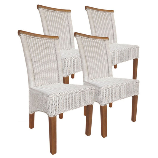 Eetkamerstoelen set rattan stoelen Perth 4 stuks witte eettafel stoelen mandstoelen stoelen duurzaam