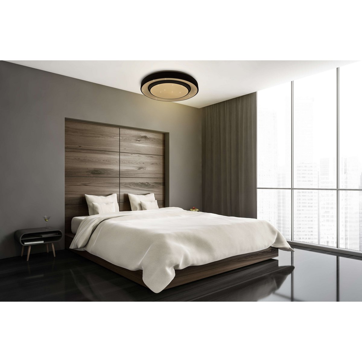 LED -plafondlamp "Monterey" Ø 47,5 cm, vele functies, gemaakt van metaal en plastic in het zwart, met geïntegreerde LED's, verlichting voor woonkamers, gang of kantoor