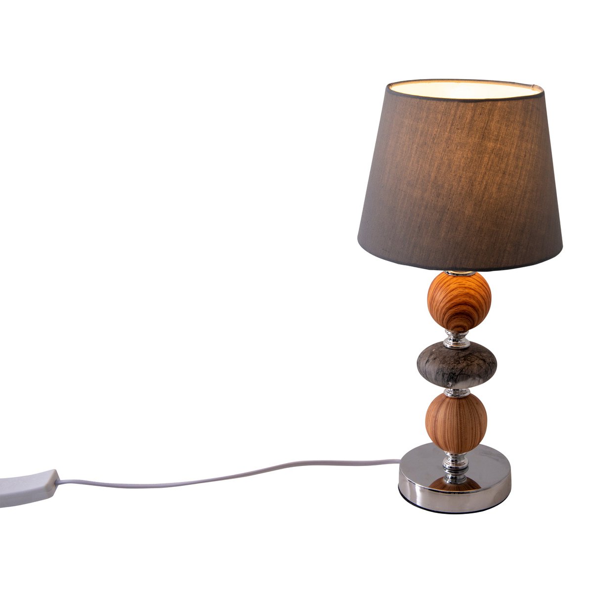 Keramische tafellamp "araga" 36 cm hoog, tafellamp gemaakt van metaal, hout en marmer, met tekstbladen, grijs, met E14 -aansluiting, verlichting voor eetkamer, woonkamer, gang of kantoor