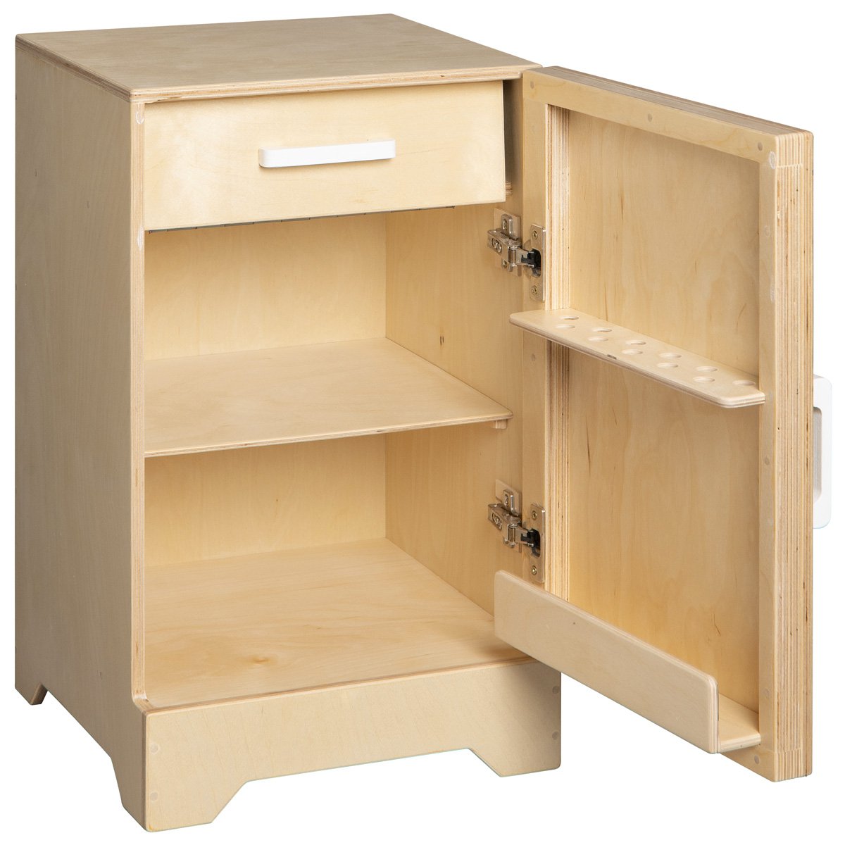 Van Dijk Toys houten speelgoed koelkast - Naturel met wit (Kinderopvang kwaliteit)