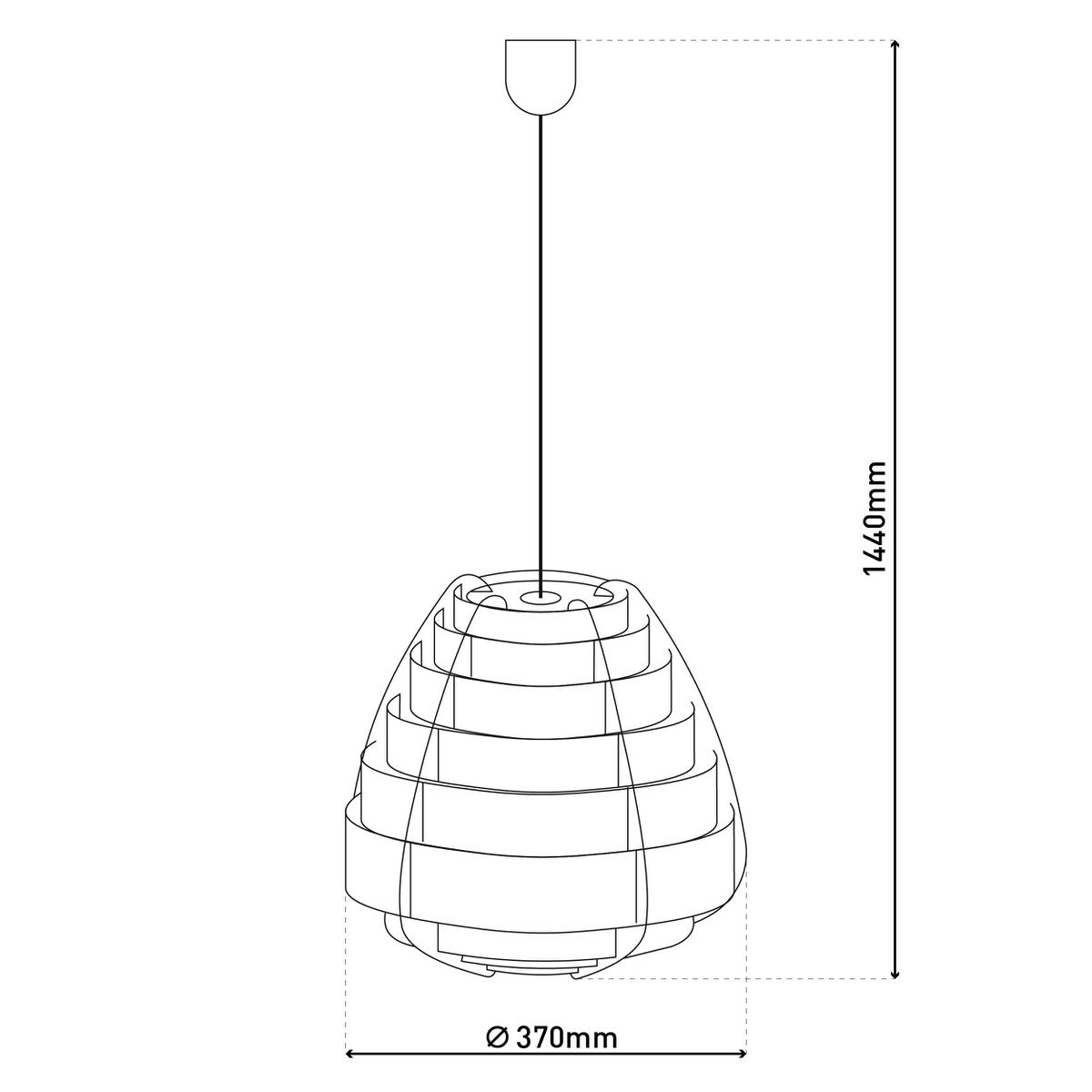 Hanglamp "Malmö", hanglamp gemaakt van plastic in beige, E27 -aansluiting, voor eetkamer, woonkamer, gang of kantoor, met een Ø37 cm