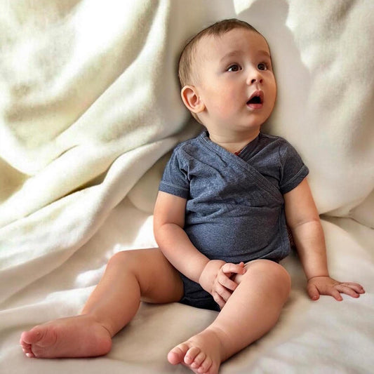 OrganicEra Organic Baby S/S Kimono body, Indigo