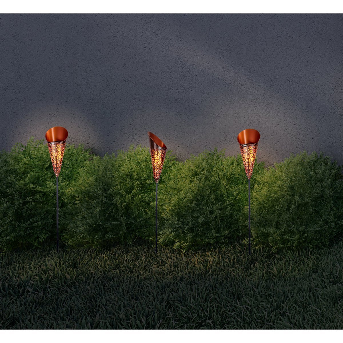Led Solar-Eerdspieß "Torch" buiten-Serdspieß gemaakt van metaal en plastic in koper, met geïntegreerde LED