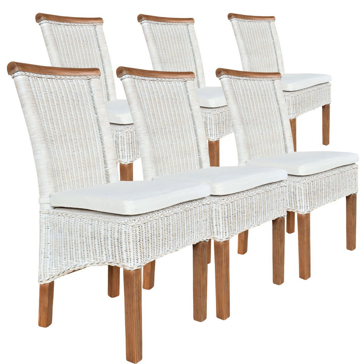 Eetkamerstoelen set rattan stoelen Perth 6 stukken eettafel stoelen witte mand stoelen duurzaam