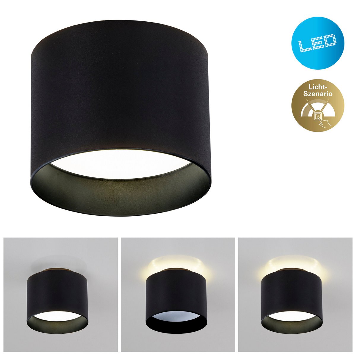 LED Spot "Trios" Ø 10 cm zwart, gemaakt van metaal en plastic met geïntegreerde LED's