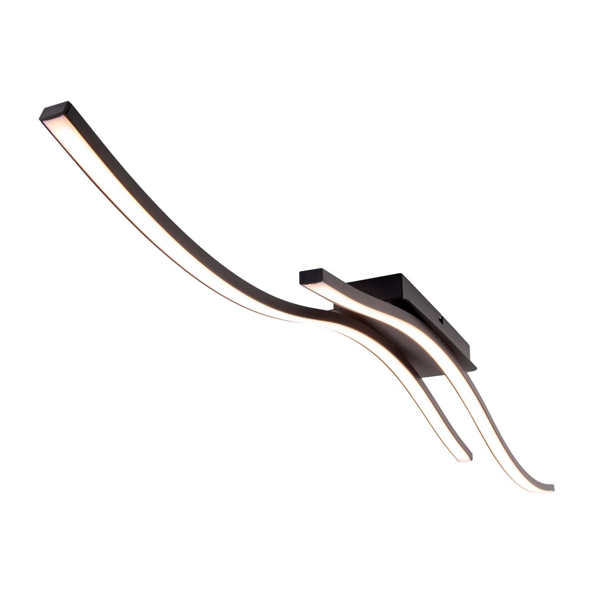 LED -plafondlamp "Onda", plafondlamp gemaakt van metaal en plastic in zwart, met stevig ingebouwde LED's, LED van het plafondlicht, 96 cm lang