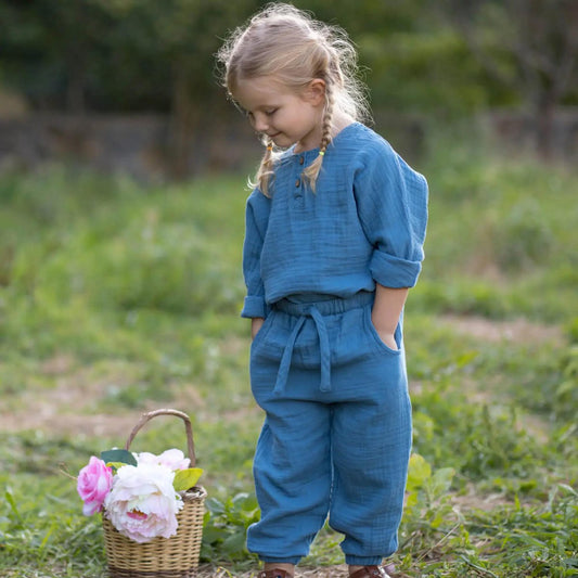 OrganicEra Biologische mousseline kindertop, Indigo