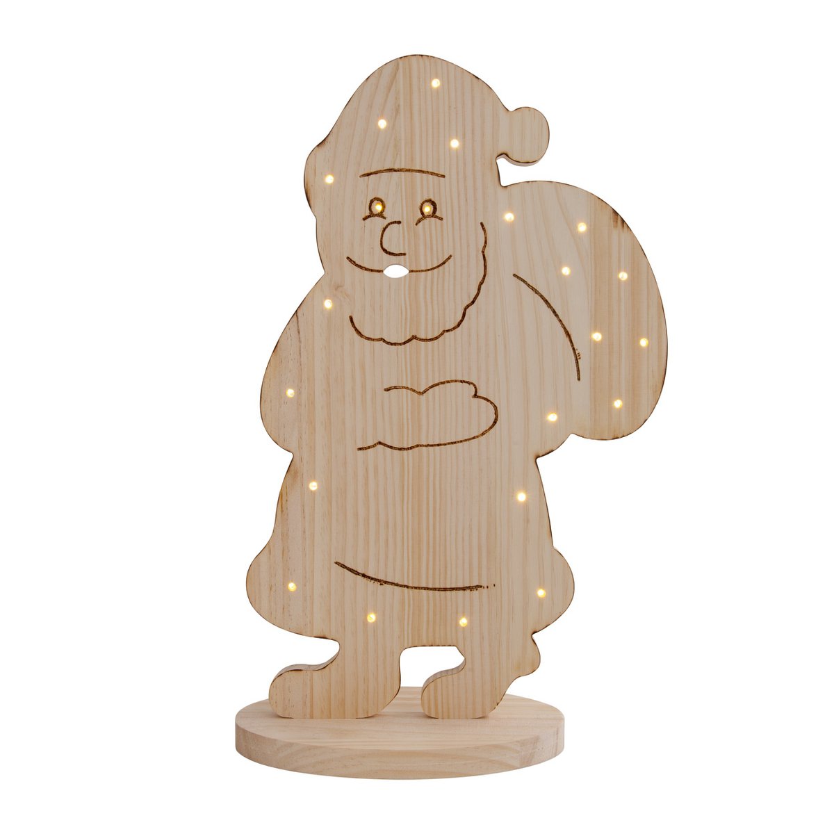 LED WOOD Decolum "Santa" Large, kerstdecoraties gemaakt van hout in de natuur, met stevig ingebouwde LED's, voor de buitenruimte - klassiek - decoratie - hout - Natuur - geen informatie - kerstdecoratie buiten