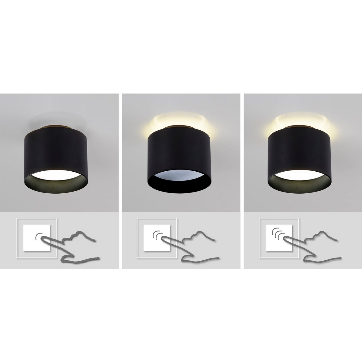 LED Spot "Trios" Ø 10 cm zwart, gemaakt van metaal en plastic met geïntegreerde LED's