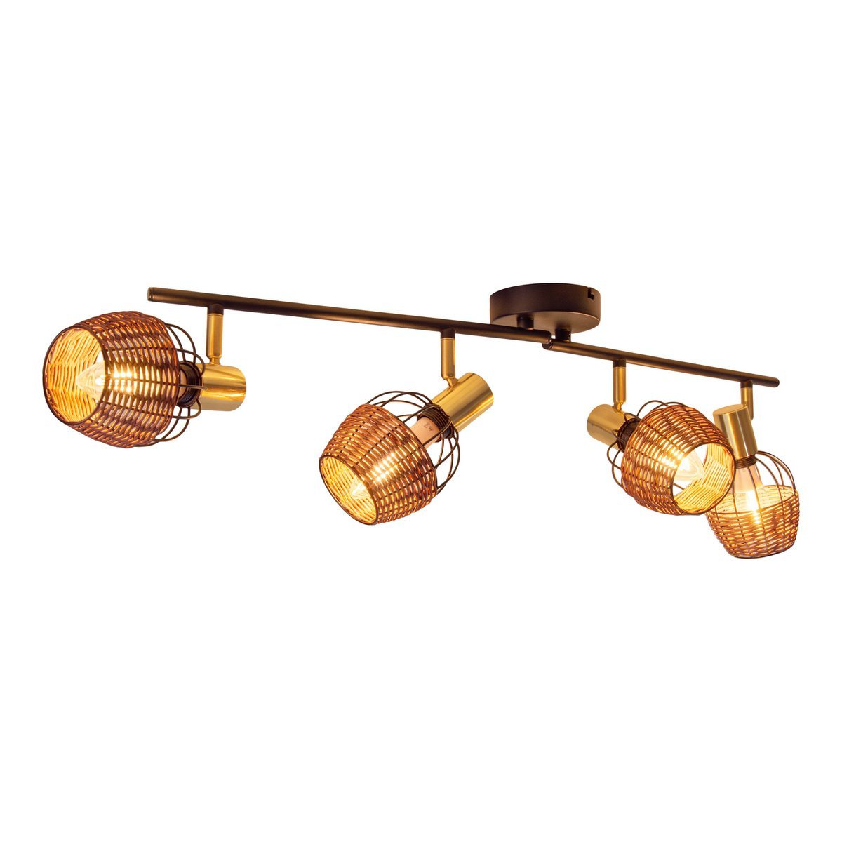 4 plafondlamp "Corbis", metalen plek in zwart en goud, met E14 -aansluiting, voor eetkamer, woonkamer, gang of kantoor, plafondlamp, 78 cm lang