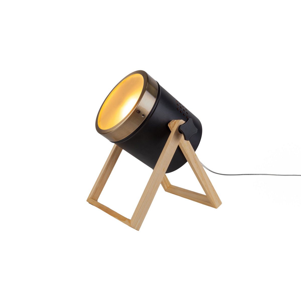 Tafellamp "Tim" gemaakt van zwart metaal en verzadigd plastic, met E27 -aansluiting, tafellamp voor binnen, 28 cm hoog