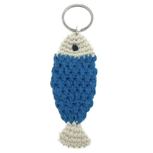 Luna -Leena Keychain Fish - Bag Charm - Blauw - Organisch katoen - Handhaak in Nepal - Baghanger