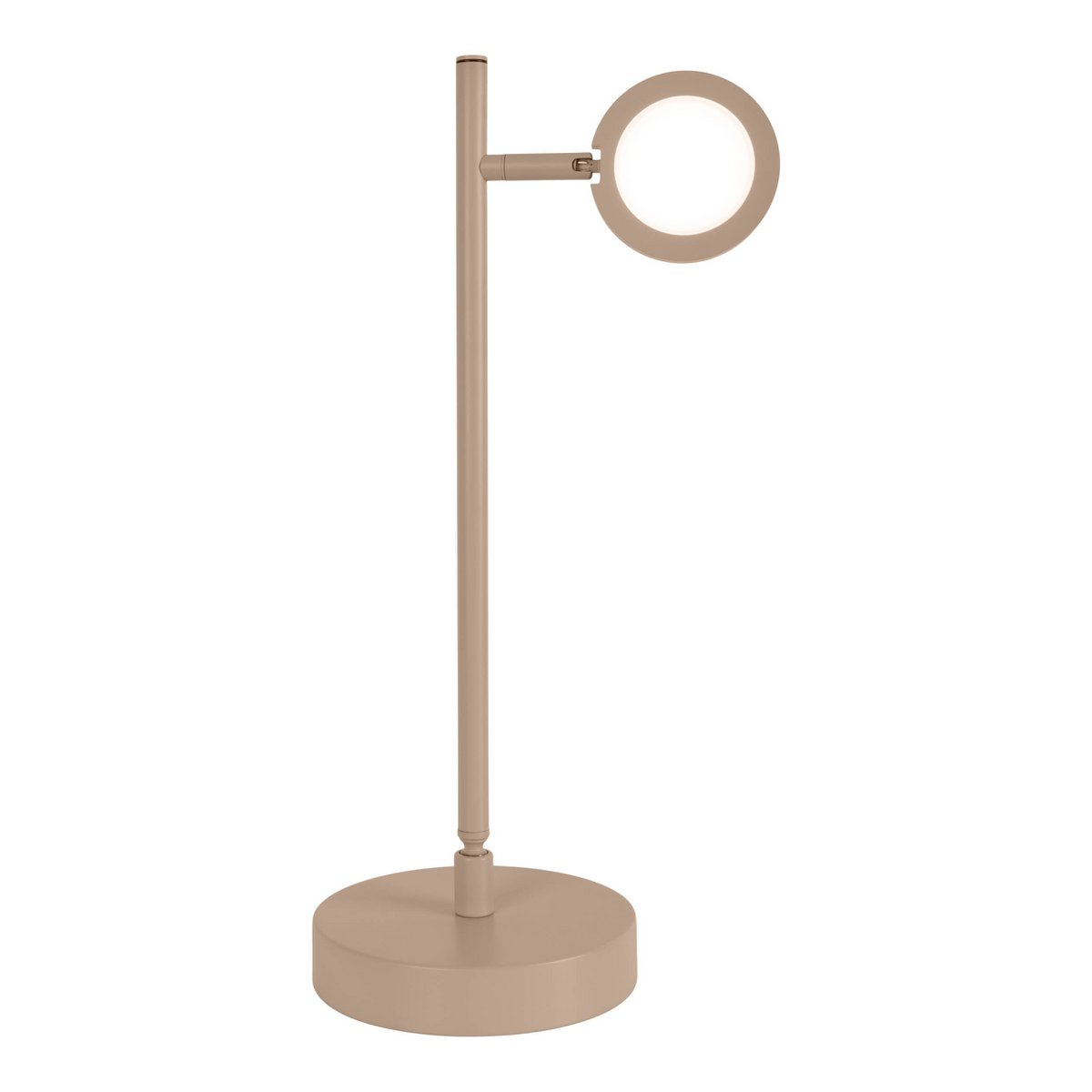 LED Draadloos tafellicht "Lupa", 45 cm hoog, gemaakt van gelakte aluminium (matte amandelen, pantone 481 c) en wit plastic, LED geïntegreerde, dimbare, aanraaksensor.