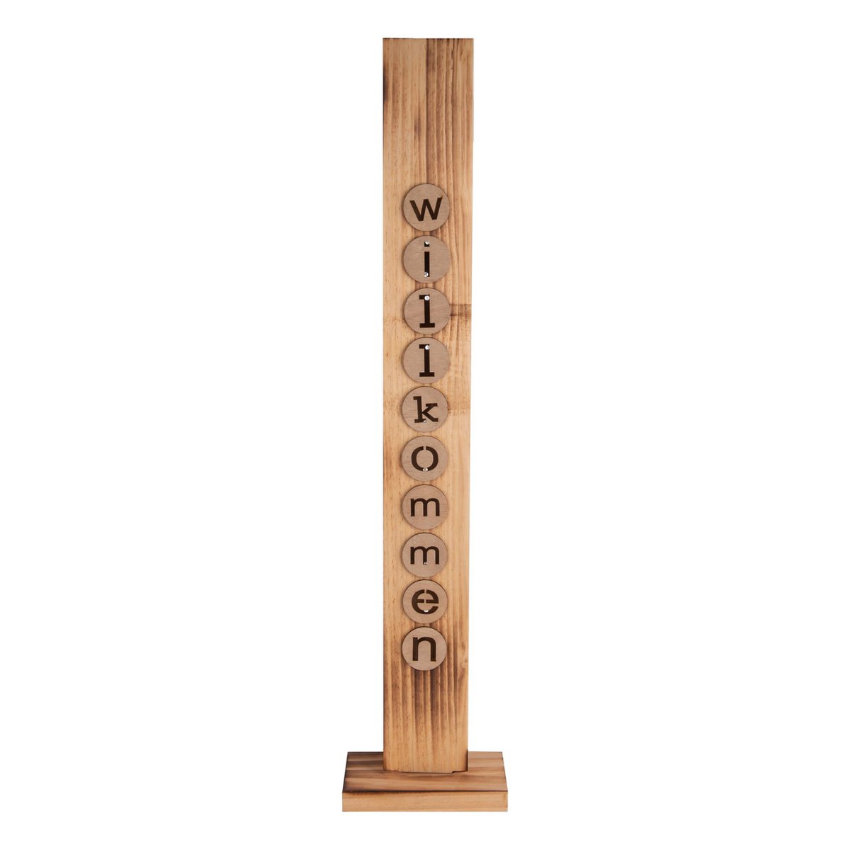 Led Wood Decolum "Welcome" gemaakt van natuurlijk hout met vaste LED's, kerstdecoratie voor buiten