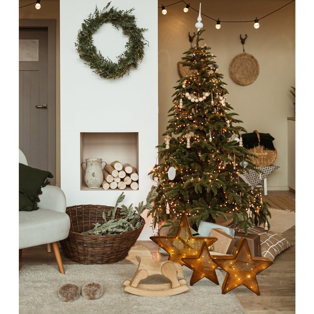 3 Set Led Decorative Stars Brown