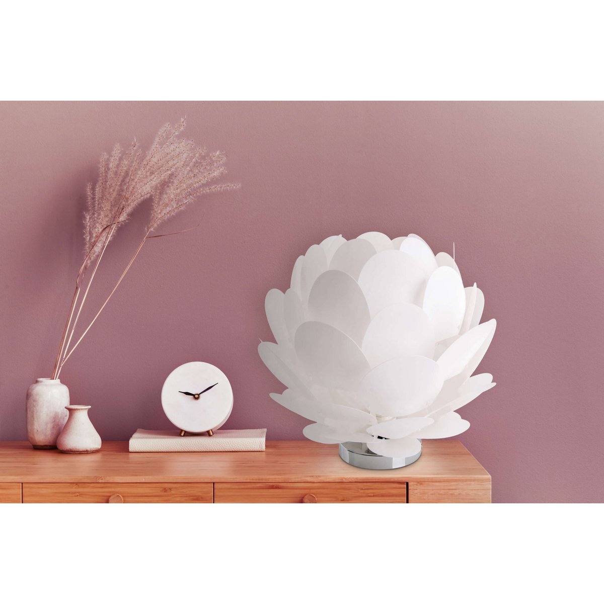 Tafellamp "fora" gemaakt van metaal en wit plastic, E27 -aansluiting, verlichting voor woonkamer, eetkamer en nachtkastje, Ø41 cm