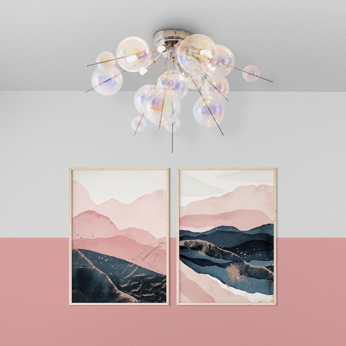 Plafondlamp "explosie" iris gemaakt van metaal en glas, G9 -versies, plafondlamp voor eetkamer, woonkamer, gang of kantoor, Ø57 cm