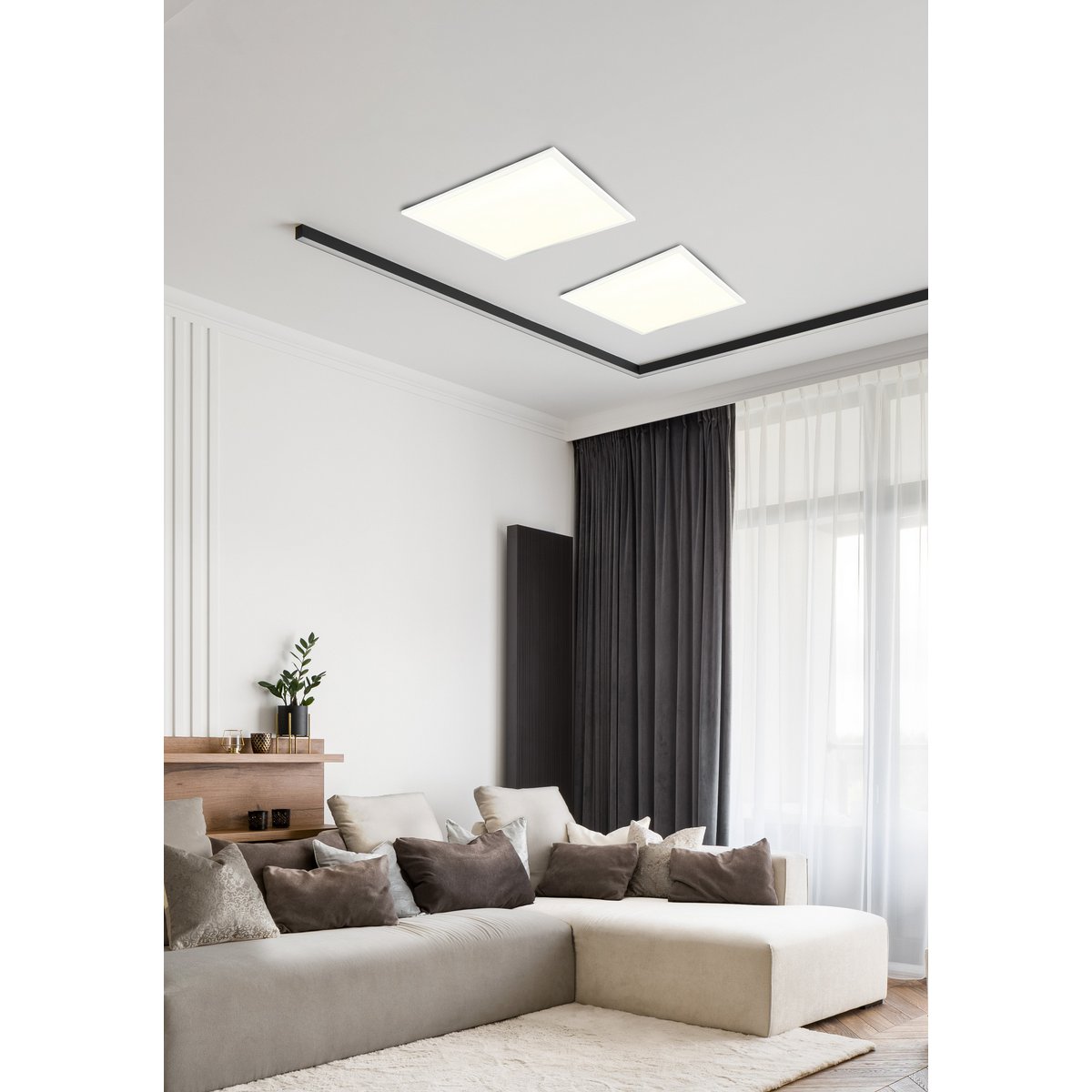 LED -assemblagepaneel Mondera, montagelamp gemaakt van metaal en plastic in wit met stevig geïnstalleerde LED's, 29,5 x 29,5 cm voor interieurs