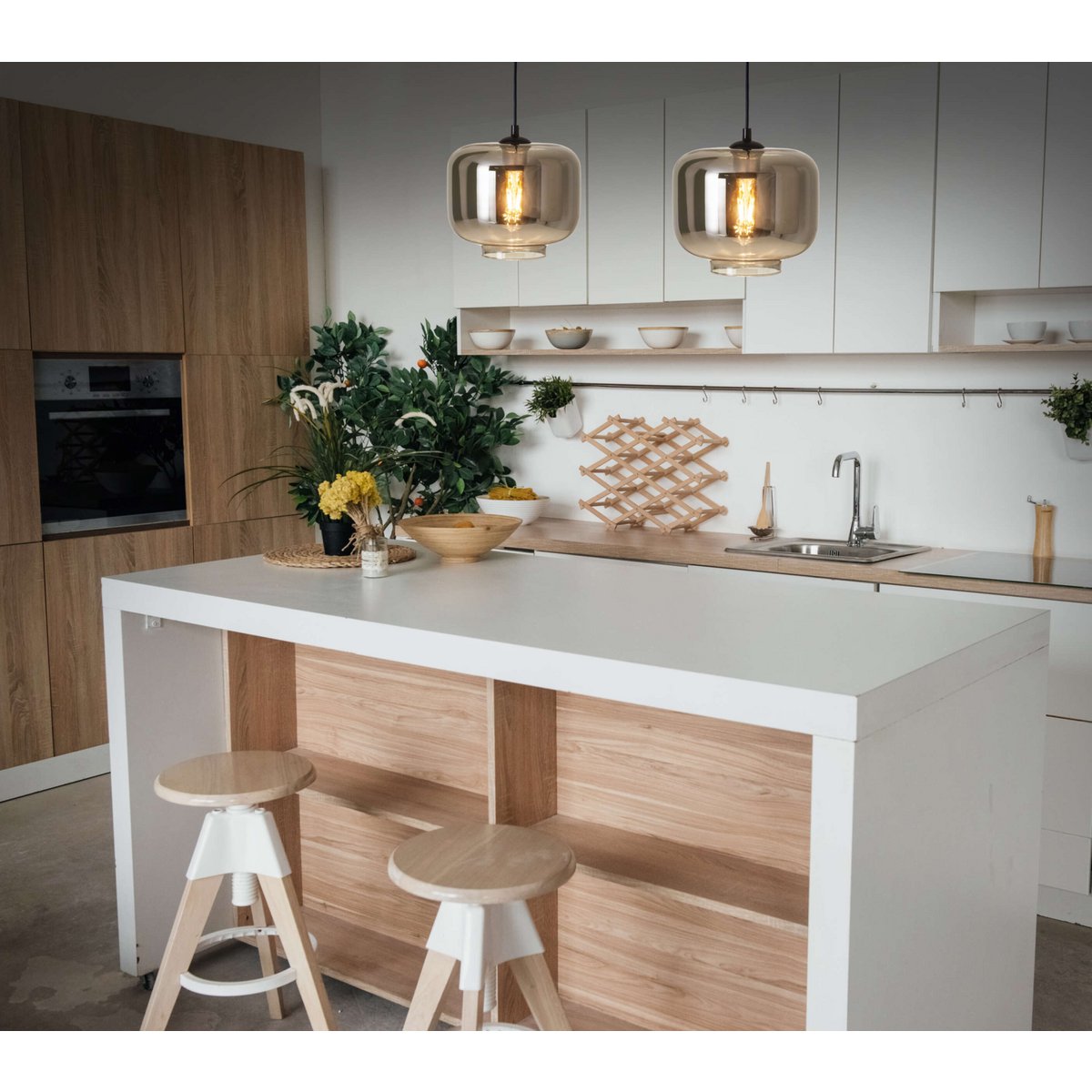 Hanger lamp "vaso", retro, hanglamp, metaal en rookglas in antraciet, E27 -aansluiting, voor eetkamer, woonkamer, gang of kantoor, met een Øvon 25 cm