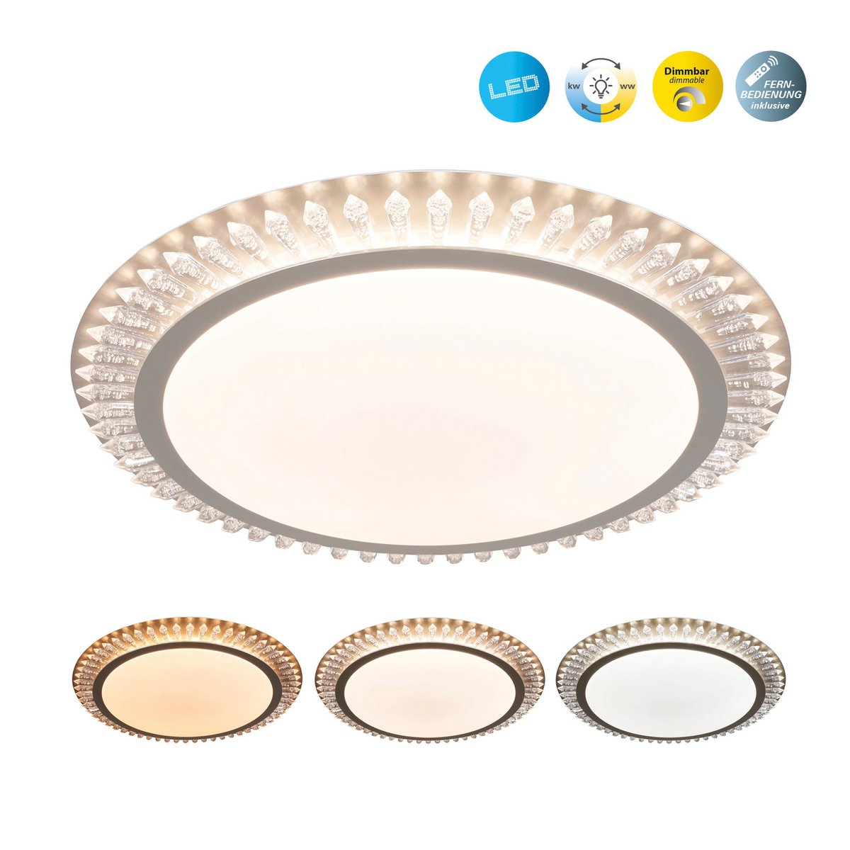 LED -plafondlicht "Madison" Ø 48 cm, veel functies, gemaakt van metaal en plastic, goud, met geïntegreerde LED's, verlichting voor woonkamers of kantoor