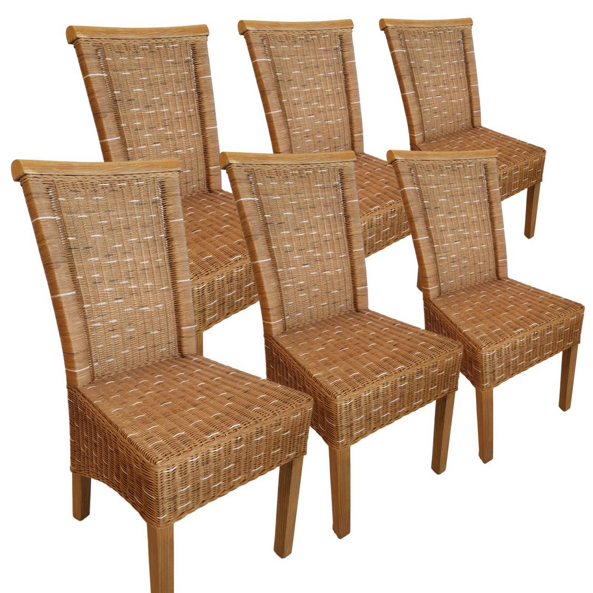 Eetkamerstoelen Set 6 stuks Rattan stoelen eettafel stoelen Perth Brown Corridors