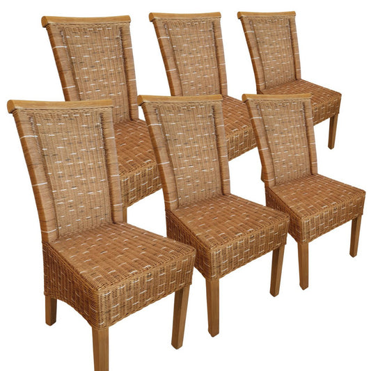 Eetkamerstoelen Set 6 stuks Rattan stoelen eettafel stoelen Perth Brown Corridors