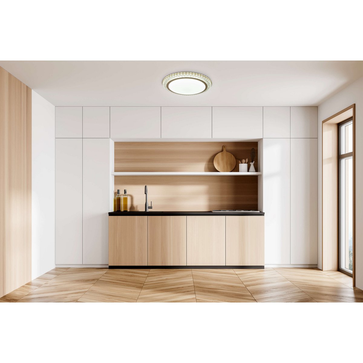 LED -plafondlicht "Madison" Ø 48 cm, veel functies, gemaakt van metaal en plastic, goud, met geïntegreerde LED's, verlichting voor woonkamers of kantoor