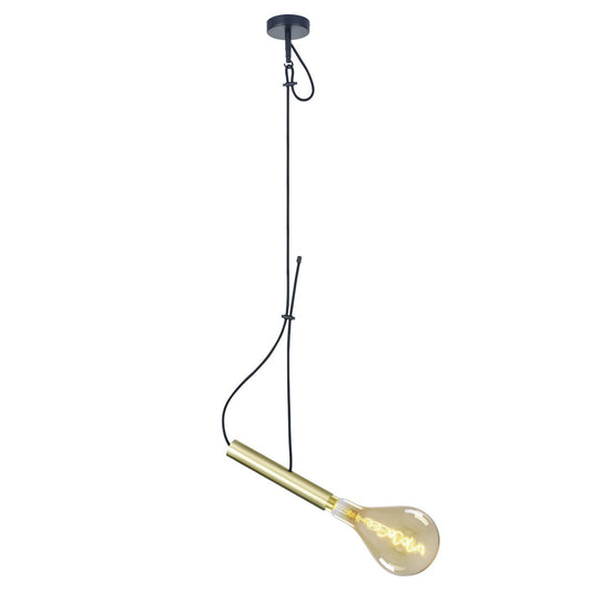 Metal Baldachin met textielkabel "Corbatin", messing, E27 -versie, verlichting voor woonkamer of kantoor