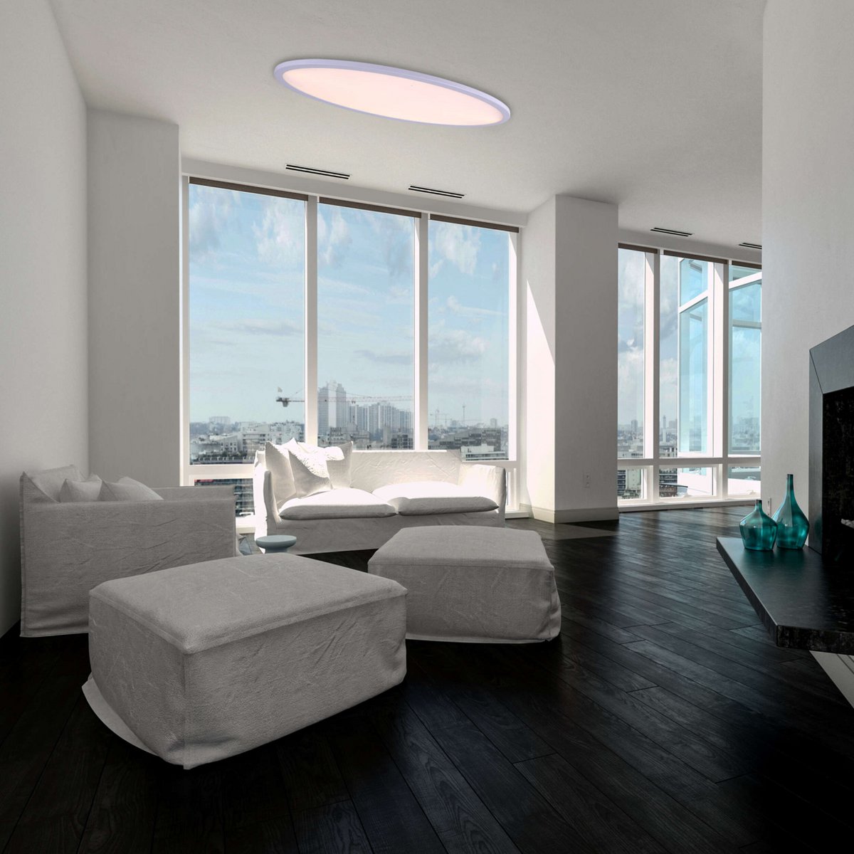 LED -plafondlamp "sorrent" ovaal 60x30cm