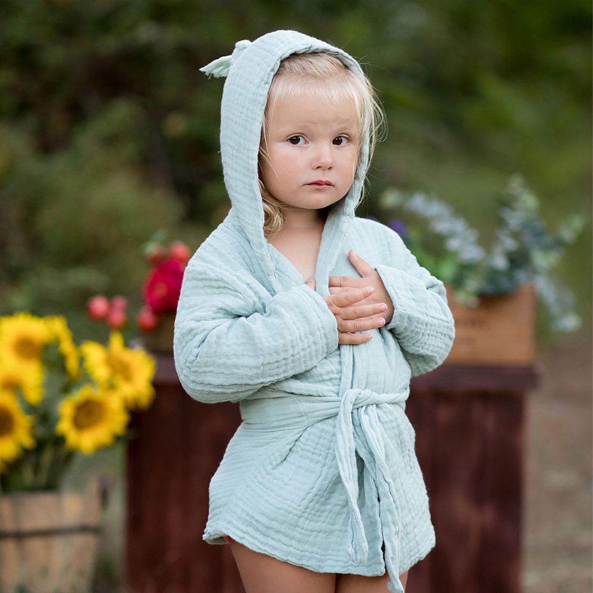 OrganicEra biologische mousseline badjas, 1-2 jaar, mint