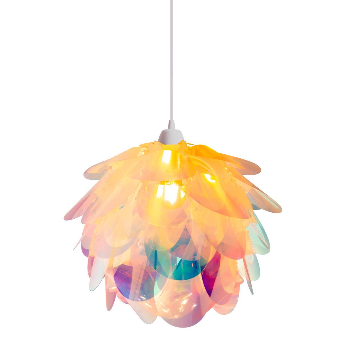 Hanger lamp "fora" gemaakt van metaal en iriserend plastic, e27 socket, verlichting voor woonkamer, eetkamer en kantoor, Ø40 cm