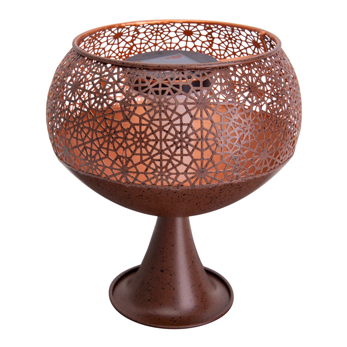 LED decoratief zonnelampje met een basis van 25 cm hoog, met vlameffect, voor buiten, gemaakt van roestkleurig metaal en plastic, met een stevig ingebouwde LED