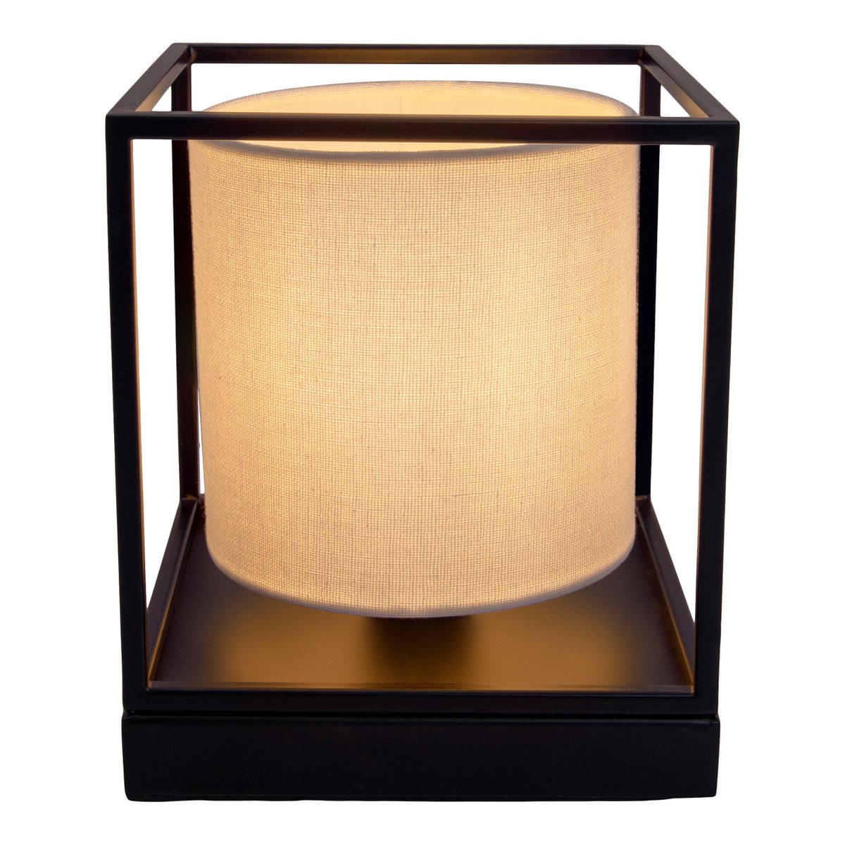 Tafellamp "Beta" wit gemaakt van metaal met stof paraplu in wit, met E14 -aansluiting, lamp voor woonkamer, eetkamer, gang en kantoor, 15 x 15 x 17 cm