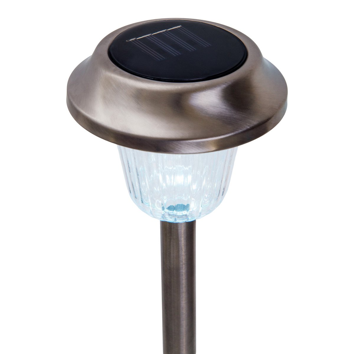 6 Set LED LED LED Outer Light "Gustav" met gemalen spit, roestvrij staal en acryl, met stevig ingebouwde LED's in koud wit, 39 cm hoog