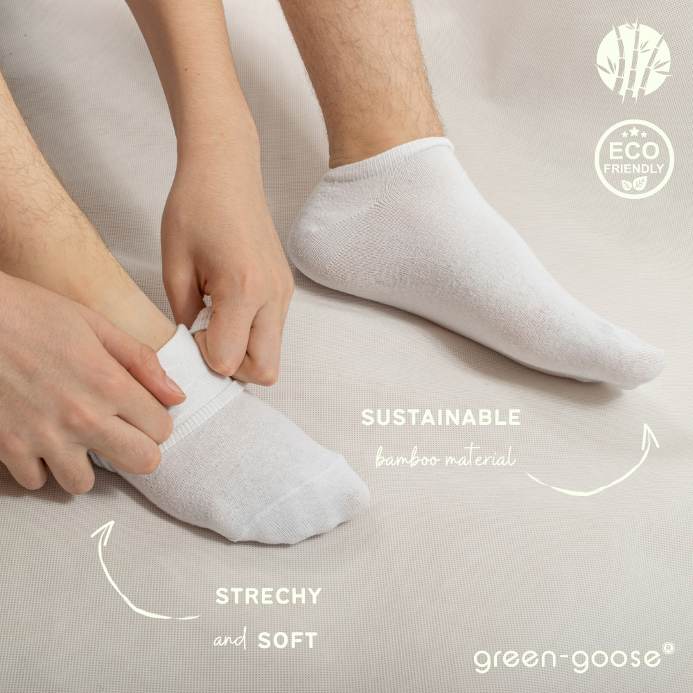 green-goose Bamboe Enkelsokken Dames - 5 Paar - Wit - 95% Bamboe