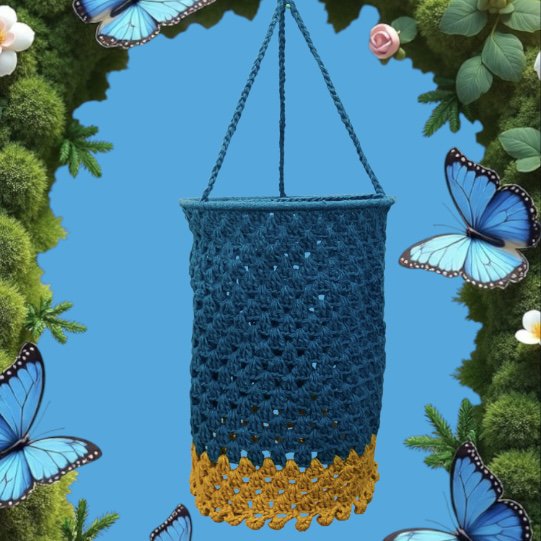 Luna -Leena Lampion Crochet - Turquoise - Organisch katoen - Handhaak in Nepal