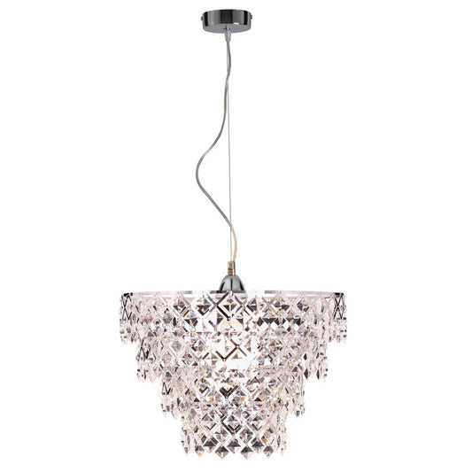 Acryl hanger lamp "fancy", moderne kroonluchter gemaakt van metaal en plastic in chroom, met E27 -versie en een Øvon 38 cm