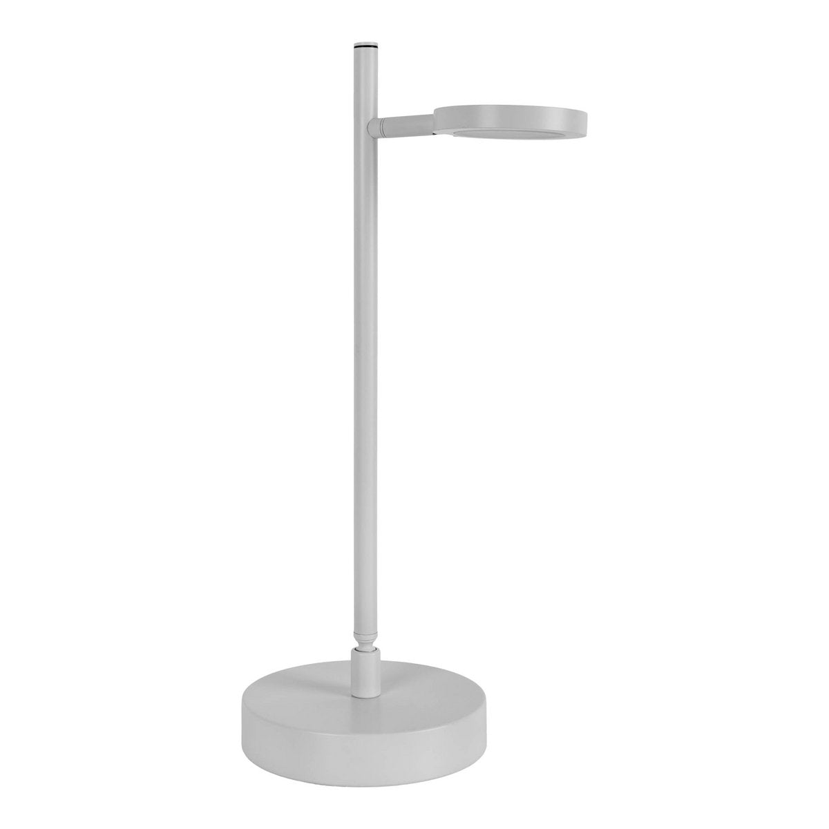 LED draadloze tafellicht "Lupa", 45 cm hoog, gemaakt van gelakte aluminium (wit) en wit plastic, LED geïntegreerde, dimbare, aanraaksensor.