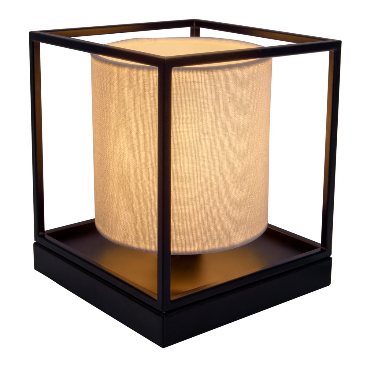 Tafellamp "Beta" wit gemaakt van metaal met stof paraplu in wit, met E14 -aansluiting, lamp voor woonkamer, eetkamer, gang en kantoor, 15 x 15 x 17 cm