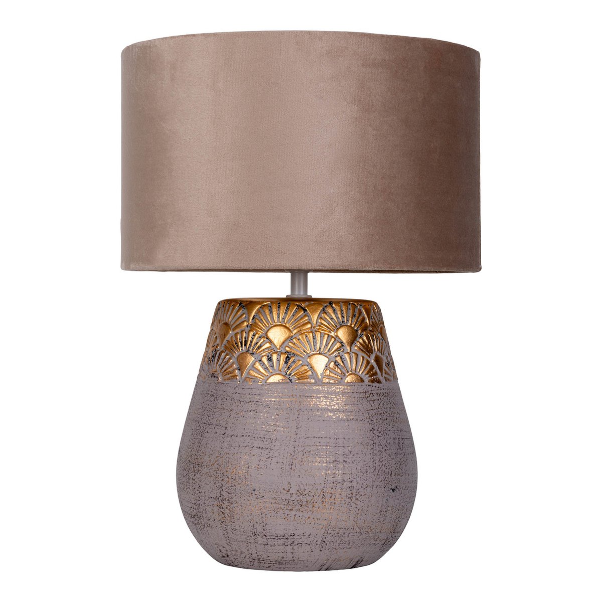Keramische tafellamp "Bronco", tafellamp, keramiek, beige/grijs/goud, met E14 -aansluiting, voor eetkamer, woonkamer, gang of kantoor, 39 cm hoog