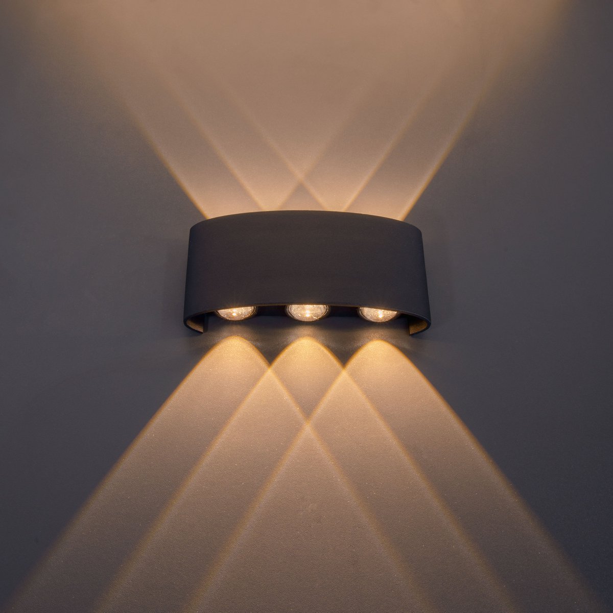 LED Outer Wall Lamp "Auron", gemaakt van metaal in antraciet, met geïntegreerde LED