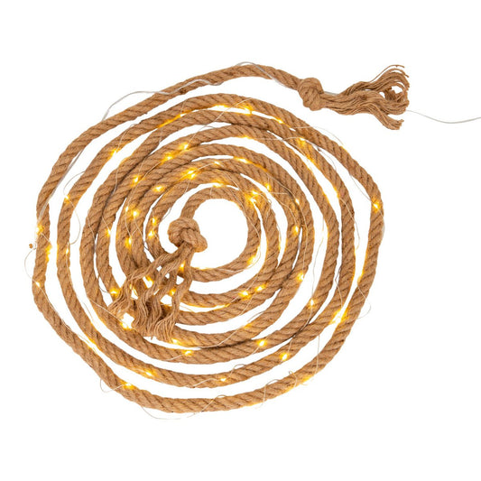 Zonne -lichte keten "Canamo" van henneptouw in ´natur, 8 m lang, plus 2 m toevoerlijn, warm wit, voor de buitenruimte